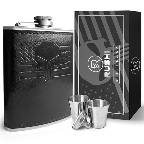 Rush1 8oz Leather Flask for Men – Custom American Flag