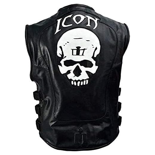 Men's Skull Slim Fit Icon Black Motorcycle Tactical Biker Synthetic Leather Vest Jacket (Large)