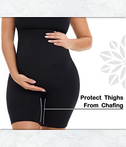 Kunindome Maternity Shapewear Over The Belly, Nude + Black, Large #TOP1