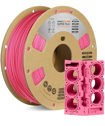 Image of OVERTURE Super PLA+ Filament 1.75mm, Toughness Enhanced PLA Plus, Professional Toughness 3D Printer Filament 1kg (2.2lbs), High Precision + /- 0.02mm (Pink)