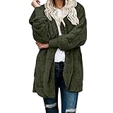 Lang Daunenmantel Damen Winterjacke Daunenjacke Warm Fleece Jacke Gefüttert Kapuze Winterjacke Fleece Jacken Damenjacken Teddyjacke für Frauen Taschen Langarm Winterjacke Dicke Wintermantel Casual