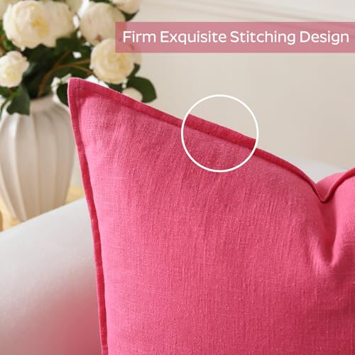 Sungeek Set of 2 Soft Linen Decorative Cushion Covers 40cm x 40cm Solid Farmhouse Throw Pillow Covers Boho Accent Cushion Cases for Sofa Couch Chair Bedroom Home Decor Pillowcases - Image 4