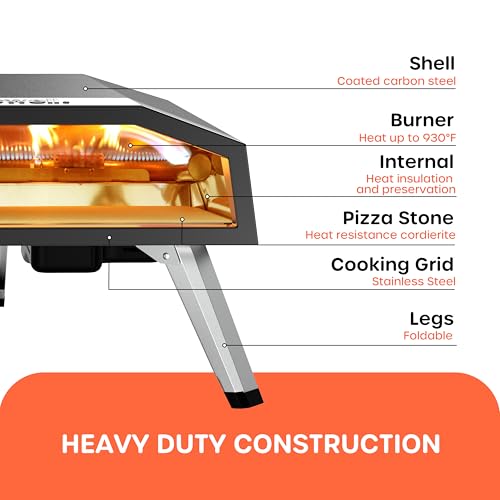 ECOWELL 16 Inch Gas Pizza Oven Outdoor Propane, Large Portable Pizza Ovens with Stone, Stainless Steel Outdoor Pizza Oven for Backyard Party Camping, Fast 10 Min Preheating, 27300 BTU - Image 5