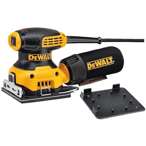 DeWalt Vibratiosnschleifer/ Schwingschleifer (230 Watt, Schwingkreis-ø 1.6 mm, Schleifplatte 108 x 115 mm, Klettfix, AirLock kompatibel, inkl. Staubfangsack und Absaugadapter) DWE6411
