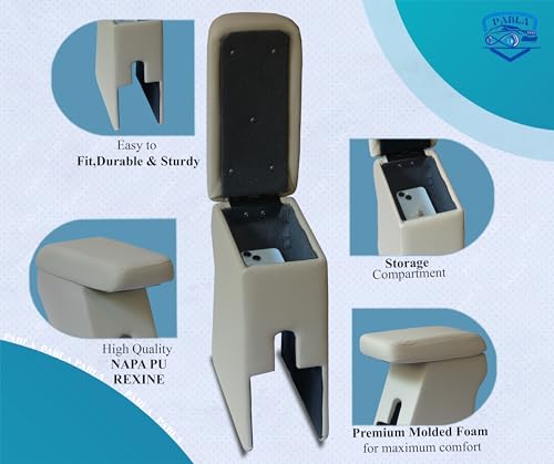 Image of Pabla Enterprises High-End Car Center Armrest with Storage Compartment and Ultimate Comfort COMPATABLE WITH MARUTI DZIRE 2017-2026 AND NEW SWIFT ZXi, ZXi+ MODELS BEIGE COLOR