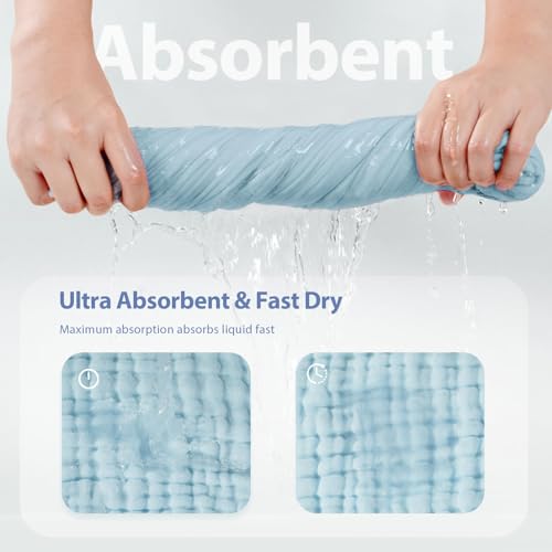 Image of Unnivoll Hooded Baby Towels for Newborn - 2 Pack, 100% Muslin Cotton, Baby Bath Towels with Hood, Soft and Absorbent for Boys, Girls Infant, Toddler and Kids, Large 32x32 Inches, Newborn Essential