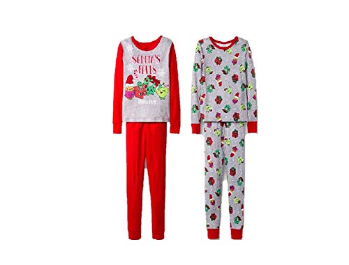 American Marketing Girls' 4pc Pajama Set - Red and Grey (Size: 8)