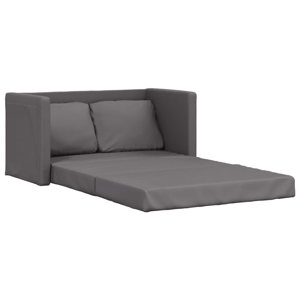SECOLI Divano Letto Matrimoniale 2 Posti 112x174x55 cm Grigio Pelle Sintetica