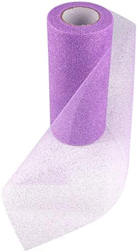 Sparkling Glitter Tulle Fabric Ribbon Roll Sparkle Mesh Ribbon 6 Inch Width 25 Yard Length for Tutu Skirt Wedding Decoration Table Runner (Gold)