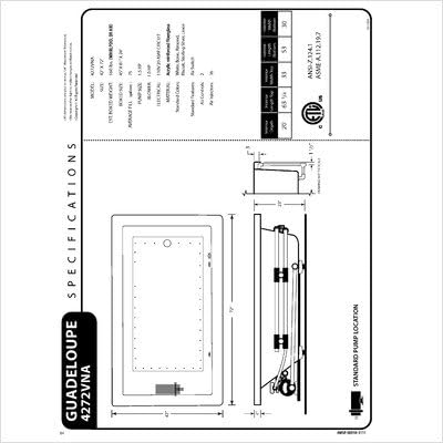 Guadeloupe 42 x 72 x 23" Rectangular Air Jetted Bathtub Color/Trim: Biscuit / Brushed Nickel, Options: Tile Flange / 2" Lip