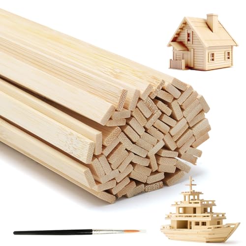 Lot de 70 bâtonnets en bambou - 3 mm x 9 mm - Longueur : 30 cm - Pour travaux manuels, modélisme, artisanat et décoration