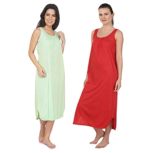 Image of BLAZON Women's Cotton Hosiery Solid Maxi Nighty Slip (Pack of 2) Available Sizes: S, M, L, XL, 2XL, 3XL, 4XL, 5XL