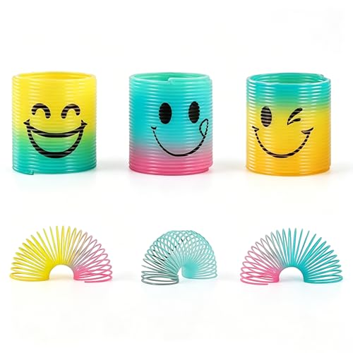 Gleemix 3Stück Smiley Gesicht Slinky Spirale Spielzeug Squishy Fidget Toys Twister Mitgebsel Kindergeburtstag Sensorik Spielzeug Lern Kleine Geschenke Überraschung Stressball Gartenspielzeug
