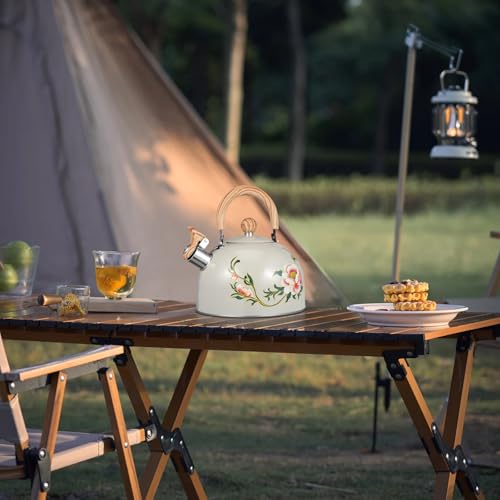 Bouilloire à thé sifflet à fleurs compatible cuisinière et chauffage rapide - 5