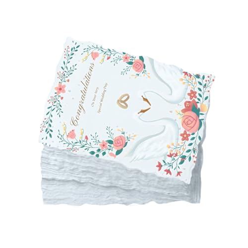 50 Stück Büttenpapier, A6 Handgeschöpftes Papier, 300gsm Aquarellpapier, Baumwollpapier Strukturpapier Dickes Papier, Für GrußKarten DIY, Gemälde, Briefe, Skizzieren, Schreibwaren, 15x10.5cm