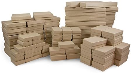 TheDisplayGuys 100-Pack Kraft Cardboard Jewelry Boxes (5 sizes, 20 per size)
