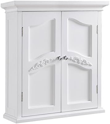 Elegant Home Fashions Versailles Removable Wooden Wall Cabinet with 2 Shelves, White