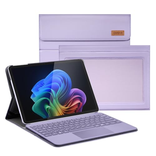 CoBak Case for Microsoft Surface Pro 12 (2025) Premium Business Cover with Multi-Angle Stand Embedded Stylus Holder Keyboard Support & Built-in Organizer Tailored for Professionals Violet
