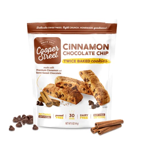 Cooper Street Cookies All Natural Twice Baked Crispy Cookie, Peanut & Dairy Free, Biscotti Style 5Oz, Cinnamon Chocolate Chip (Pack Of 1) #TOP9