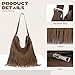Imagen de EVEOUT Bolso Bandolera con Flecos de Gamuza sintética Oversize Boho Estilo Western Bolso de Hombro Hobo con Borlas