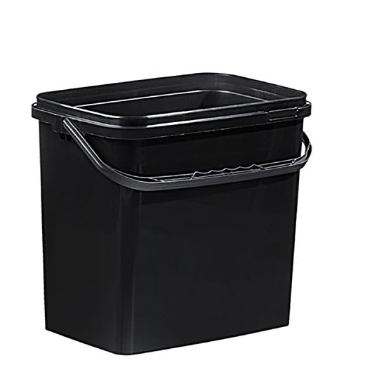 Rektangulär hink i svart plast 10 liter med lock