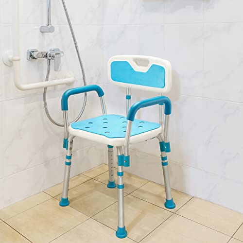 Health Line Massage Products Shower Chair With Back For Seniors, Bathtub Seat With Removable Arms For Handicap, Disabled & Elderly - Adjustable Shower Bench For Tubs #TOP6