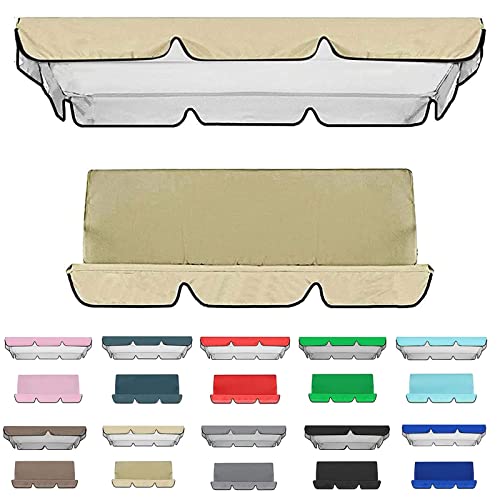 Toile de Balancelle de Jardin avec Toit et Coussin,Toit De Rechange pour Balancelle Balançoire De Jardin 2-3 Places,Impermeable Couverture Auvent pour Jardins Batt,Beige-164 * 114 * 15cm