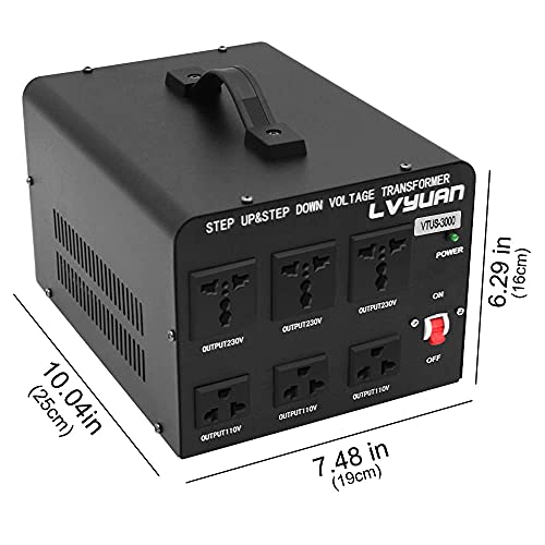 Yinleader Voltage Converter Transformer(220V to 110V, 110V to 220V) 3000 watt Step Up/Down Converter 110/120 Volt - 220/240 Volt VTF3000w-Circuit Breaker Protection - Thumbnail 4
