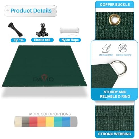 Patio Paradise 10' x 15' Sun Shade Cloth with Grommets Rectangle Shade Sail Straight Edge, Outdoor Patio Shade Canopy Pergola Cover UV Block Fabric for Backyard Deck Garden Activities, Green - 1