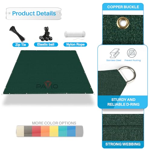 Patio Paradise 9' x 38' Sun Shade Cloth with Grommets Rectangle Shade Sail Straight Edge, Outdoor Patio Shade Canopy Pergola Cover UV Block Fabric for Backyard Deck Garden Activities, Green
