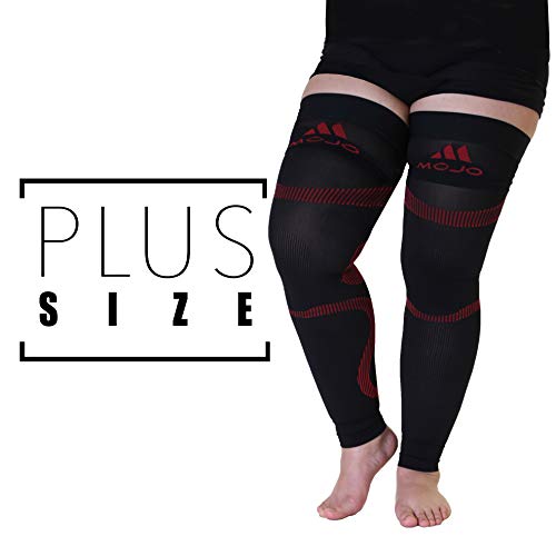 3GG Mojo Meias de compressão médicas para perna de coxa 20-30 mmhg preto/vermelho