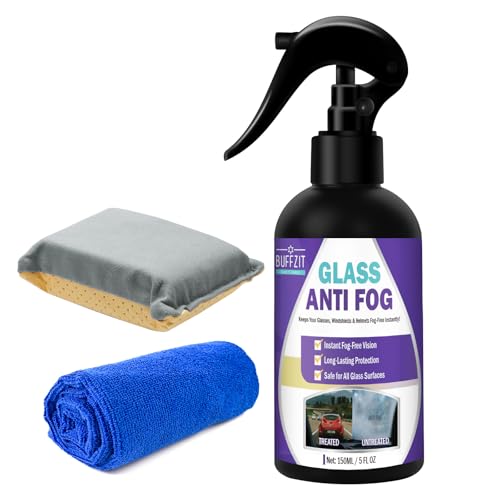 Glass Anti Fog Spray for Car Windshield, Interior Glass, Mirrors & Windows – Long-Lasting Defogger Prevents Fogging for Clear Vision, Safe Driving & Crystal Clear View – Easy to Use – 150ml / 5oz