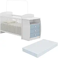 Berço Cômoda com Colchão Incluso Colinho de Mãe Multimóveis Fg2951 Branco/azul