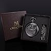 ManChDa Pocket Watch - Pocket Watches Special 3D Train Railroad Steam Locomotive Cover Antique Steampunk Pocket Watch and Chain Quartz Vintage Fob Watch for Men + Gift Box | Black #5