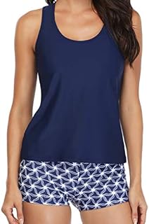Yonique Athletic 3 Piece Tankini Swimsuit for Women Modest Swimwear with Boyshort Tank