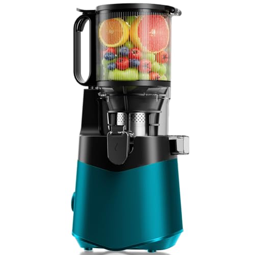 Canoly Entsafter, 350W Slow Juicer, Saftpresse mit 130mm Großer Fütterungsrutsche für Ganze Gemüse und Obst, Kaltpresse Hohe Saftausbeute, Sapphire Blue