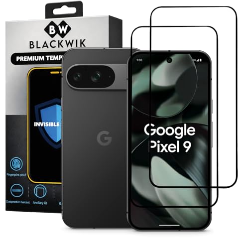 Image of Blackwik Military-Grade Gorilla Tempered Glass for Google Pixel 9 /9 Pro (Black, Pack of 2) | Edge to Edge Full Screen Coverage | Easy Installation Kit | Screen Protector for Smartphone