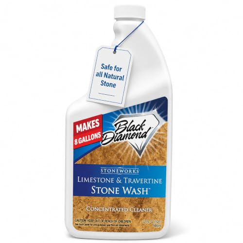 Black Diamond Stoneworks Limestone & Travertine Stone Wash Concentrate – pH Neutral Cleaner for All Sealed & Unsealed Natural Stone Floors Including Marble, Slate, Granite & More. (1 Quart)