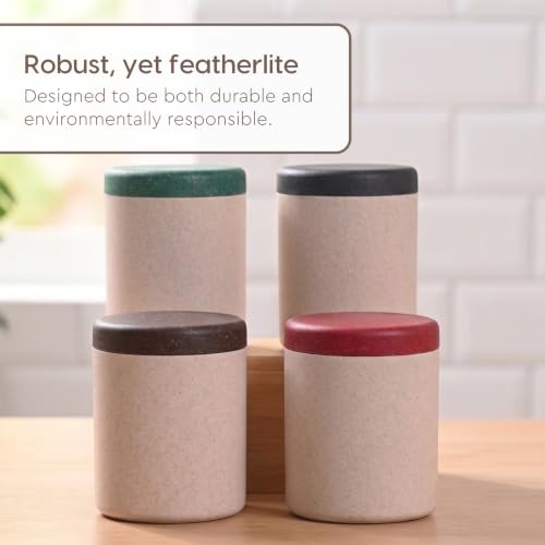 Image of Eha Earth Friendly Canister Set of 4 Made with Rice Husk| Kitchen Jar 400ml | Storage and Containers | Air tight containers for kitchen storage | Multidark