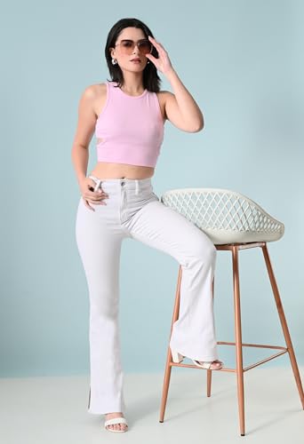 Image of Women's Cotton Ribbed Crop Top | Sleeveless Slim Fit Tank | Summer Wear