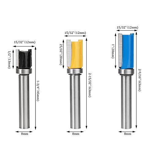 3 pezzi Fresa a Taglienti Diritti, Fresa per Legno...