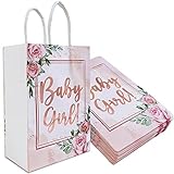 Baby Shower Party Bags Supplies Favors for Girls Treat Gift Goody Bags Party Favors Decorations 12 Pack,Baby Shower Party, Girl Birthday Party Decorations Pink