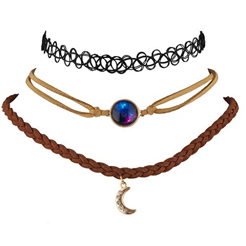 Lux Accessories Celestial Nebula Moon Choker Set (3pc)