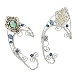 iplusmile 2 Piezas Pendientes Oreja Verde Hechos Mano Pendientes Envolventes sin Perforación para Mujeres Bodas Fiestas Joyería Elegante y Cómoda