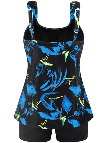 Ocean Blues Women's Tankini Swimsuits Two Piece Bathing Suits Loose Fit Tank Top with Boyshorts3