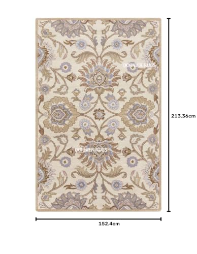Image of 5x7 Ft Woolen Area Rug - Thick Traditional Hand-Tufted Carpet for Modern Bedrooms & Living Spaces