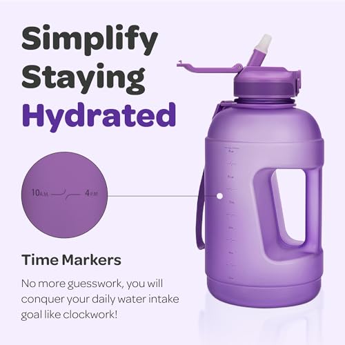 Image of Hydracy Water Bottle with Storage Sleeve and Straw- Large Half Gallon 78 Oz BPA Free Motivational Water Bottle with Time Marker -Leak Proof Gym Bottle -Ideal Gift for Fitness or Sports & Outdoors