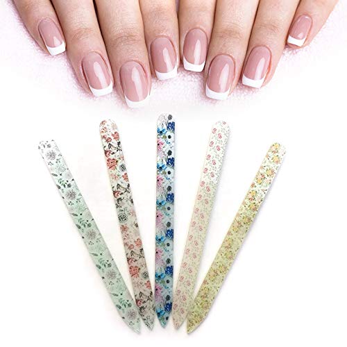 5 Pack Glass Nail Files With Case Crystal Glass Fingernail Files Double Sided Glass Nail File Mixed Color Manicure Set For Gentle Nail Care For Women Girls #TOP6