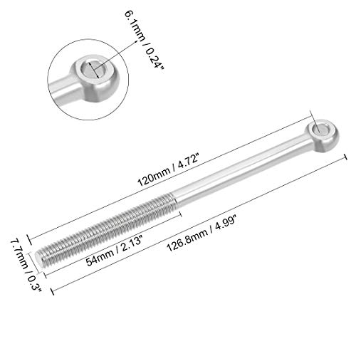 Image of uxcell M8 120mm Length 304 Stainless Steel Machine Shoulder Lift Eye Bolt Rigging 4pcs