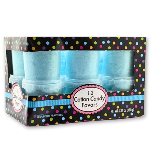 Albert's Caribbean Blue Cotton Candy – 12 Pack – Fluffy Blueberry Sweet Treat – Resealable Tubs – Perfect for Parties & Events